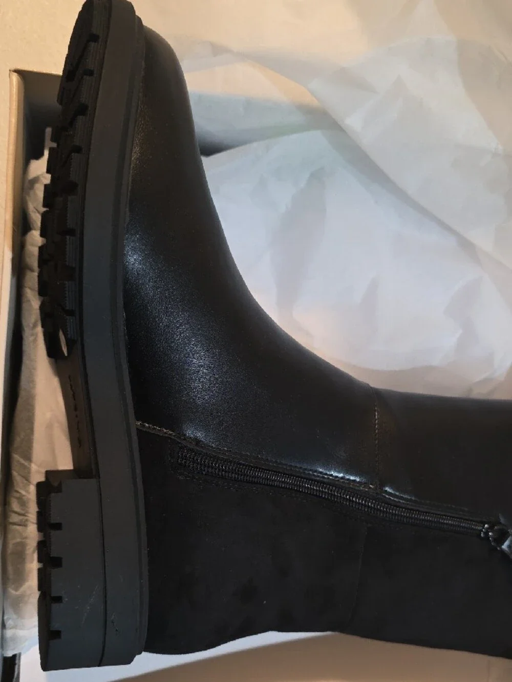 Women's Over-the-Knee Black Leather & Suede Boots 9m
